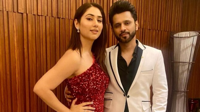 Disha Parmar dazzles in a red mini dress as she poses with hubby Rahul Vaidya. Pics