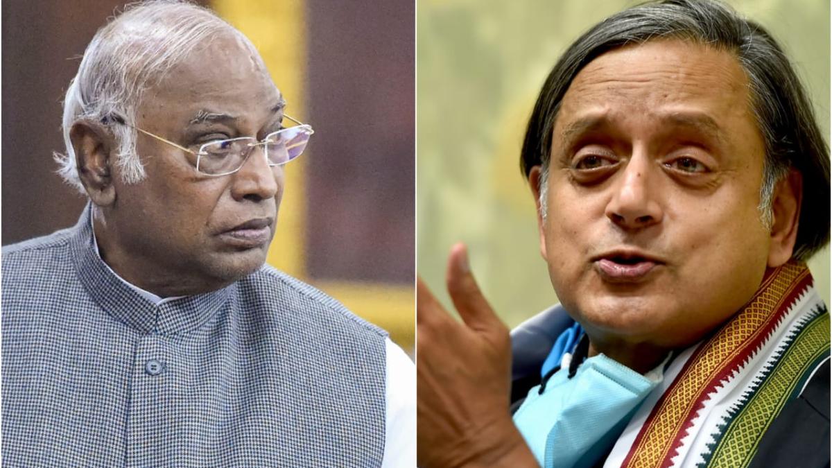 Mallikarjun Kharge (left) and Shashi Tharoor (right) are in the fray in the Congress presidential poll. (PTI photos)