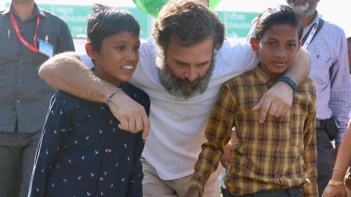 Addressing a rally, Rahul Gandhi highlighted the importance of English language. (File photo: Twitter/@bharatjodo) Rahul Gandhi