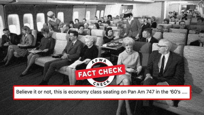 Social media users claimed that this is the economy class on Pan Am 747 looked like in the 1960s. Social media users claimed that this is the economy class on Pan Am 747 looked like in the 1960s.