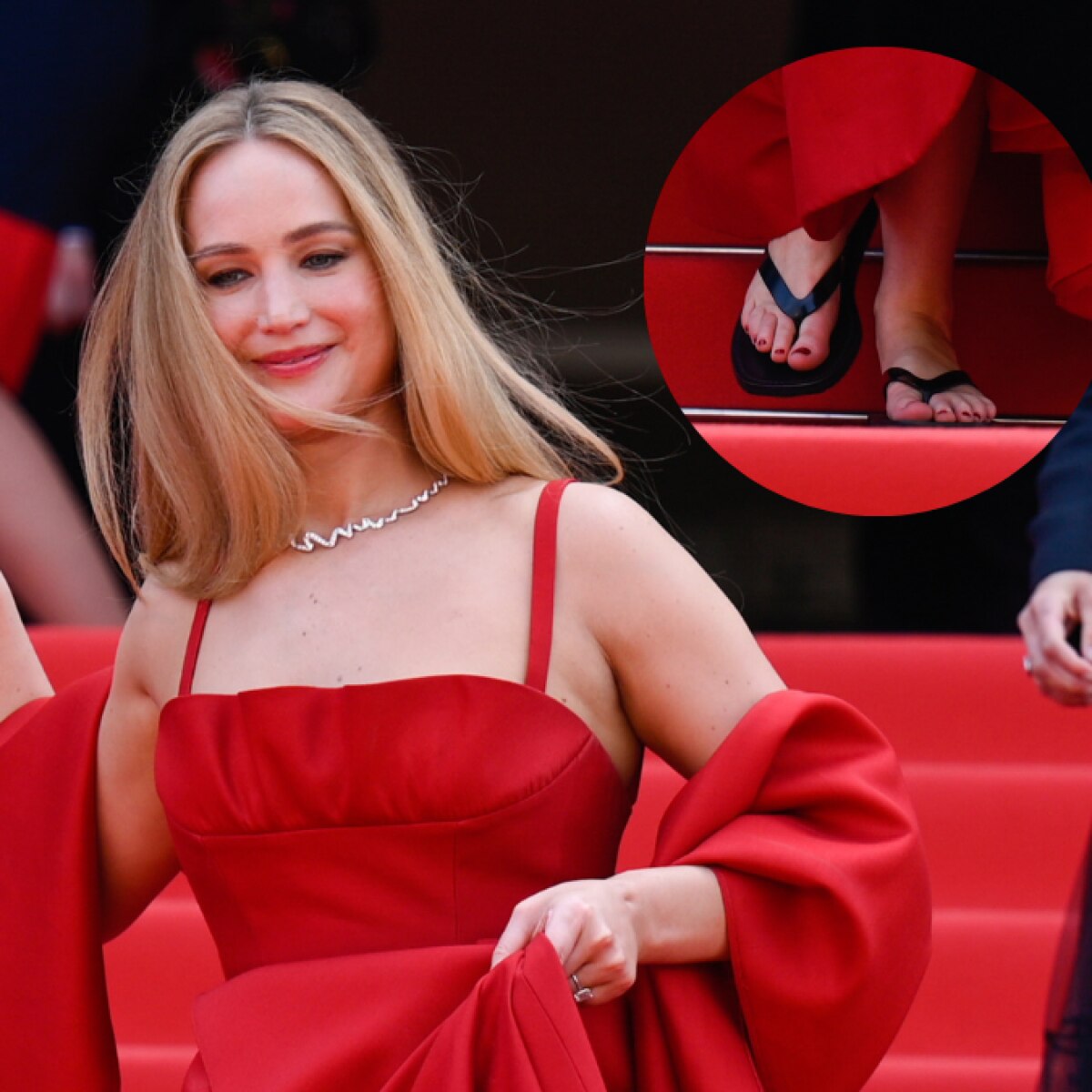 Jennifer Lawrence wears comfy flip-flops with red Dior gown at Cannes. So cool, says Internet - India Today Jennifer Lawrence wears comfy flip-flops with red Dior gown at Cannes. So cool, says Internet - India Today