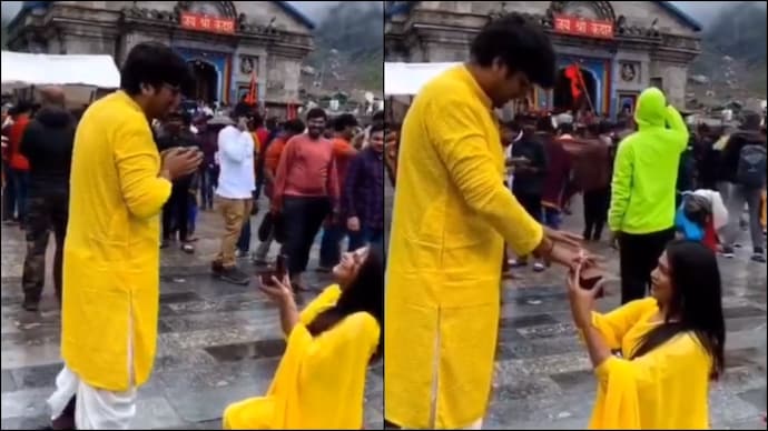 Woman proposes to her boyfriend at Kedarnath temple. Viral video triggers debate online - India Today