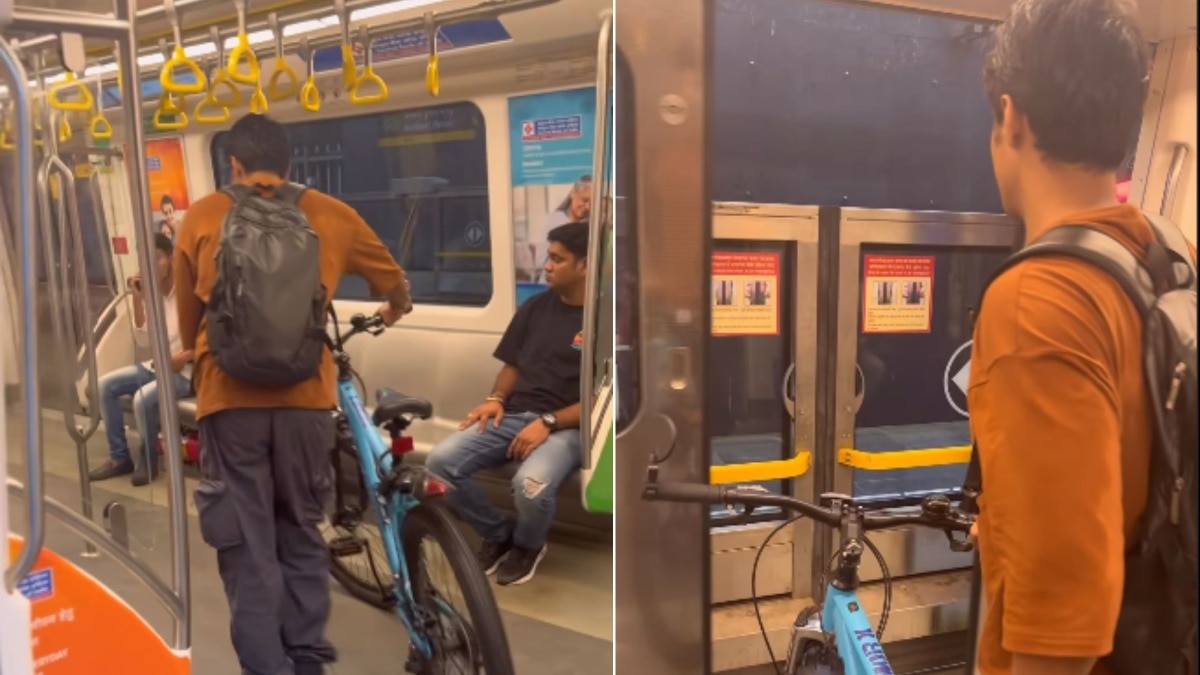 Video shows man travelling in Mumbai Metro with his bicycle. (Image courtesy: Instagram)