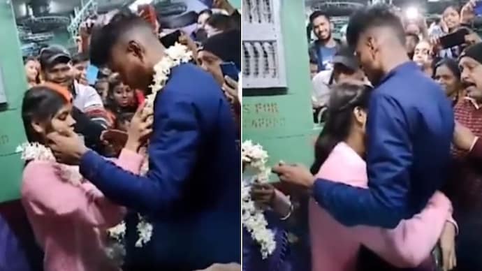 Watch: Couple gets married in moving train in viral video - India ...