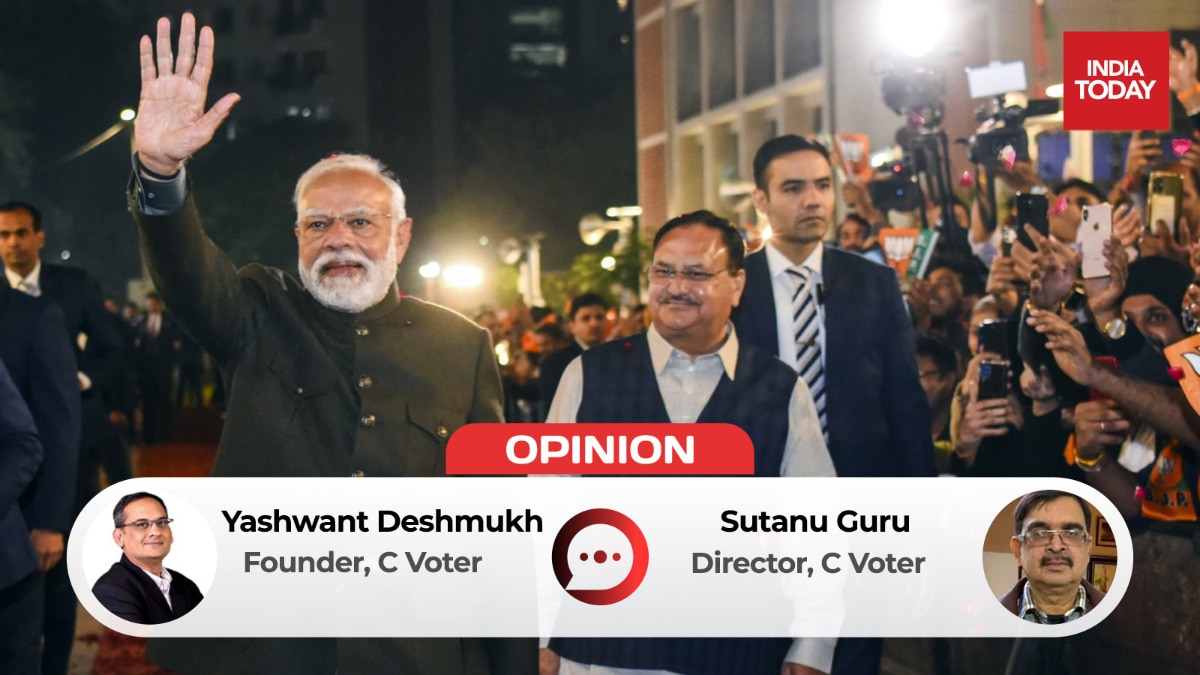 PM Modi with BJP National President JP Nadda at BJP headquarters in New Delhi on December 3, 2023. (Photo: PTI)  