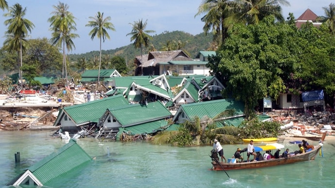 The December 26, 2004, tsunami destroyed millions of lives across Asia. (Image: AP)  A boat near houses destroyed in December 26, 2004, tsunami