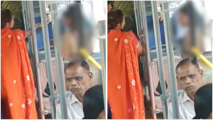 A woman wearing a bikini boarded a crowded Delhi bus