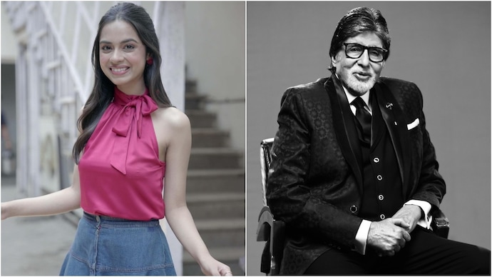 Nitanshi Goyal reminisces about working in an ad with Amitabh Bachchan. (Photo: (left) Instagram/Nitanshi Goyal (right) Instagram/Amitabh Bachchan Blog) Nitanshi Goyal