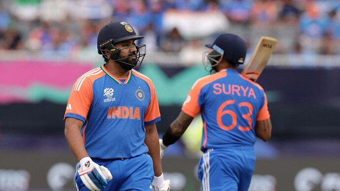 Suryakumar Yadav (R) shone in India's win over USA (AP Photo) Rohit Sharma and Suryakumar Yadav