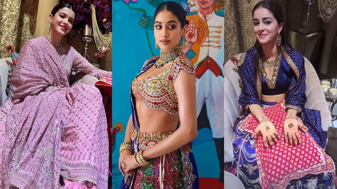 Ananya Panday and Shanaya Kapoor got mehndi applied on their hands at Anant Ambani-Radhika Merchant's mehndi ceremony. ananya pandey, ananya pandey mehndi