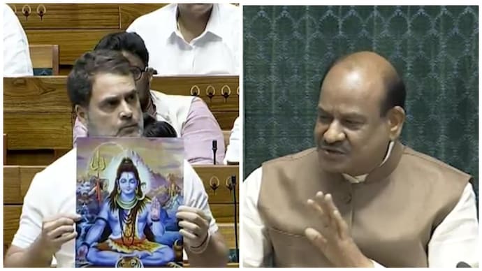 Om Birla opposes Rahul Gandhi showing Lord Shiva's picture in Lok Sabha: Can't display images, placards - India Today