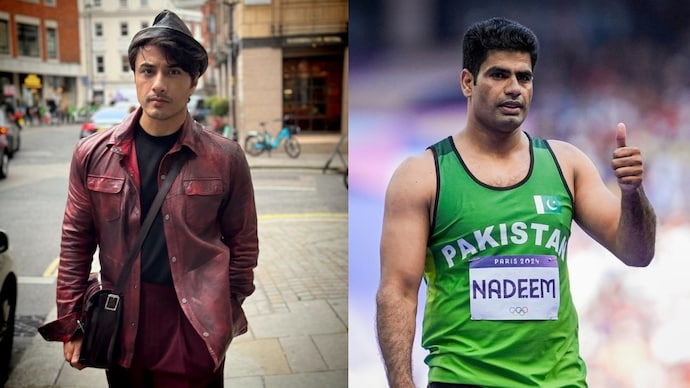 Pakistani singer Ali Zafar announced a cash reward for Arshad Nadeem if he wins gold at Paris Olympics 2024. (Photo courtesy: Instagram/ali_zafar, PTI) Photos of Ali Zafar and Arshad Nadeem