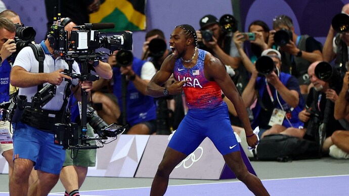 નોહ લાયલ્સે પેરિસ ઓલિમ્પિકમાં પુરુષોની 100 મીટર સ્પર્ધામાં ગોલ્ડ મેડલ જીત્યો (રોઇટર્સ ફોટો) નોહ લિલ્સ