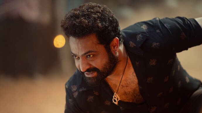 Jr NTR's Devara: Part 1 witnessed a massive decline on Monday, September 30. A picture of Jr NTR from Devara.