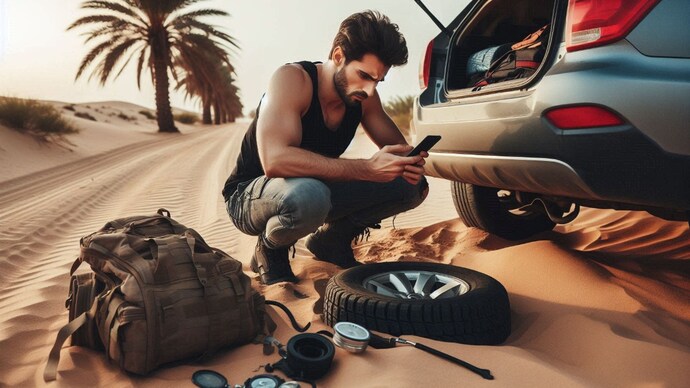 Are you stuck with a flat tyre? iPhone connects you to roadside assistance via satellite, no signal required Are you stuck with a flat tyre? iPhone connects you to roadside assistance via satellite, no signal required