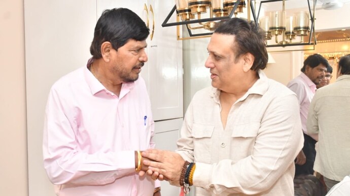 Rajya Sabha MP Ramdas Bandu Athawale met actor Govinda Rajya Sabha MP Ramdas Bandu Athawale met actor Govinda