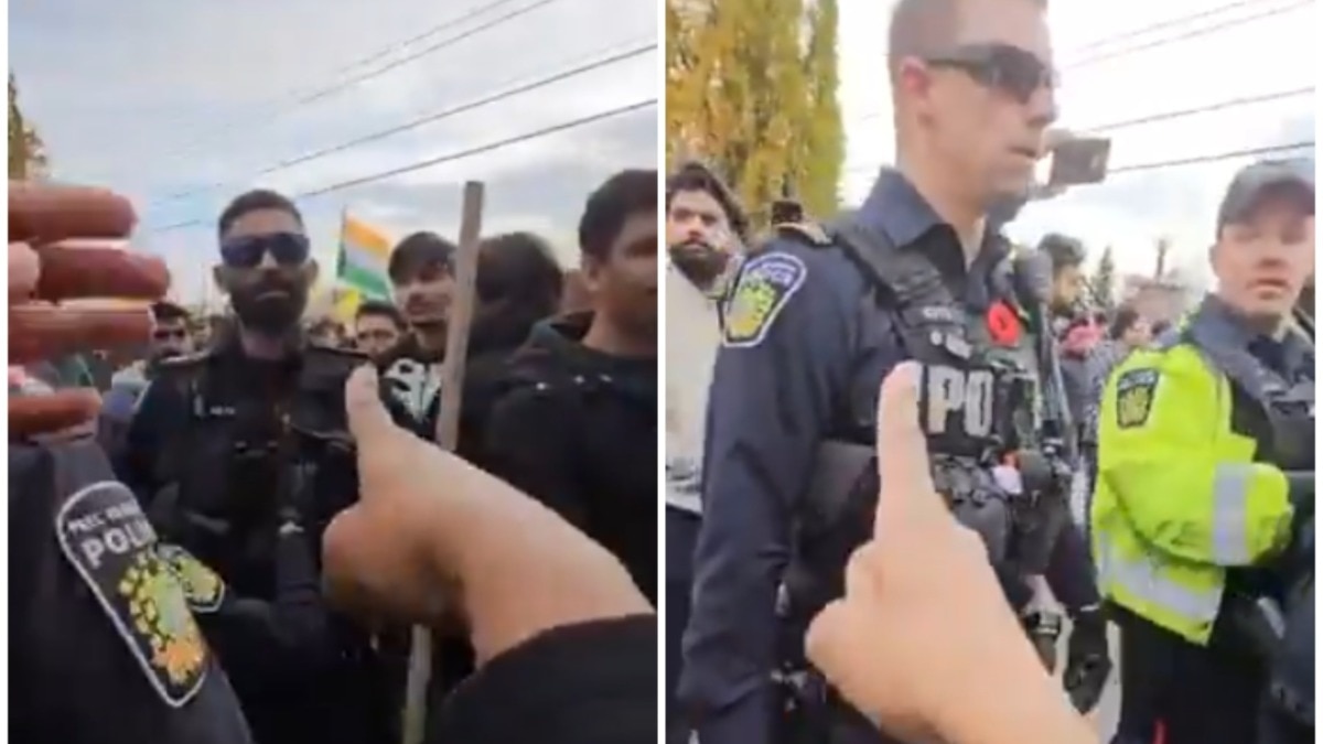 Video: Canadian cop punches Hindu man protesting against pro-Khalistan mob attack