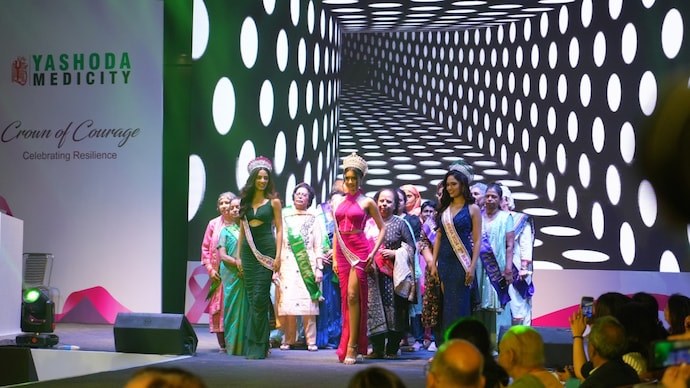 Femina Miss India World 2024 Nikita Porwal with cancer survivors at the 'Crown of Courage' ceremony Femina Miss India World 2024 Nikita Porwal with cancer survivors at the 'Crown of Courage' ceremony