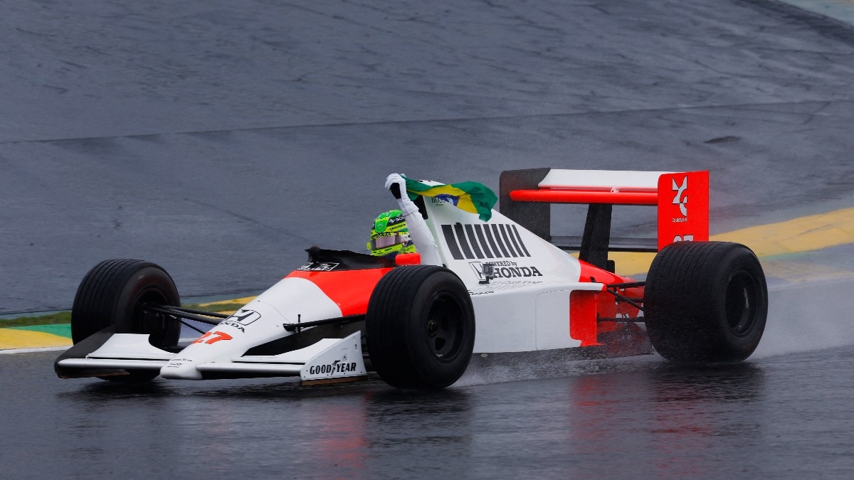 Watch: Hamilton drives Senna's legendary car before Brazilian Grand Prix