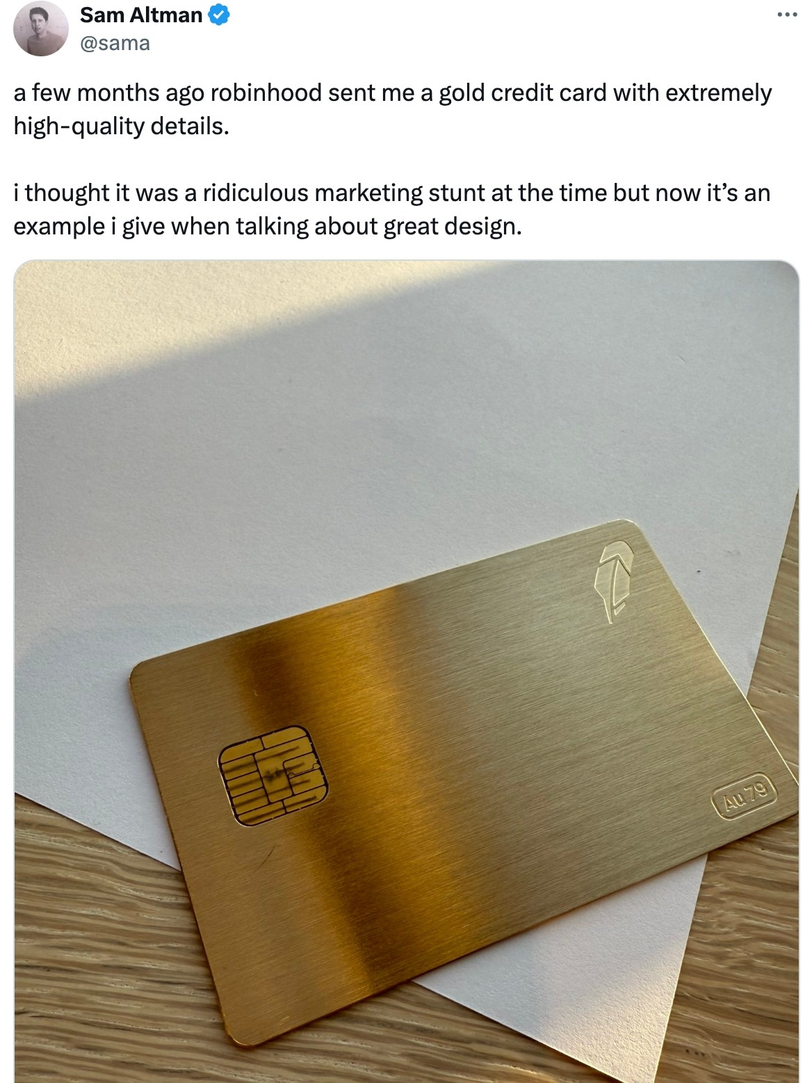 OpenAI CEO Sam Altman carries a credit card made of gold, says it is  example of great design - India Today