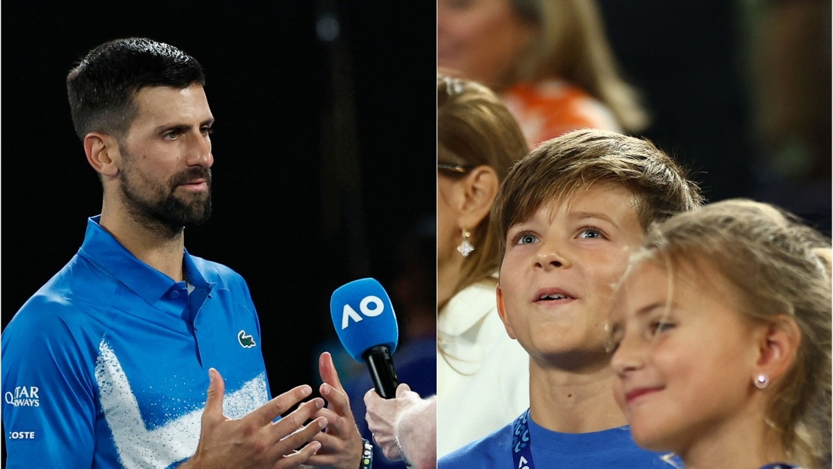 નોવાક જોકોવિકના બાળકો તેમના પિતાને ખુશ કરવા માટે રોડ લેવર એરેનામાં હતા (રોઇટર્સ ફોટો) નોવાક જોકોવિક