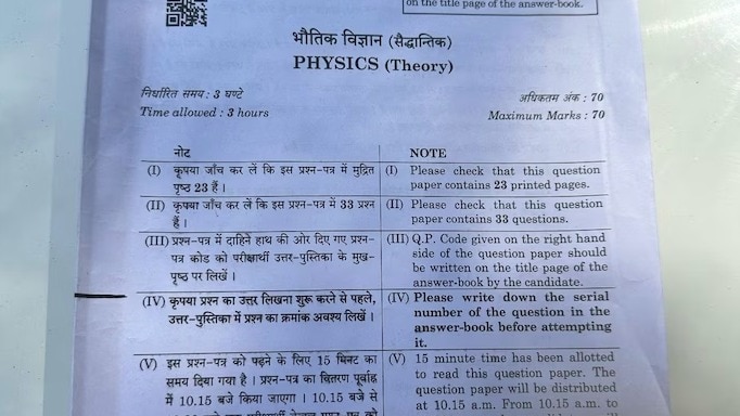 CBSE Class 12 Physics Question Paper 2025: Check full exam paper here