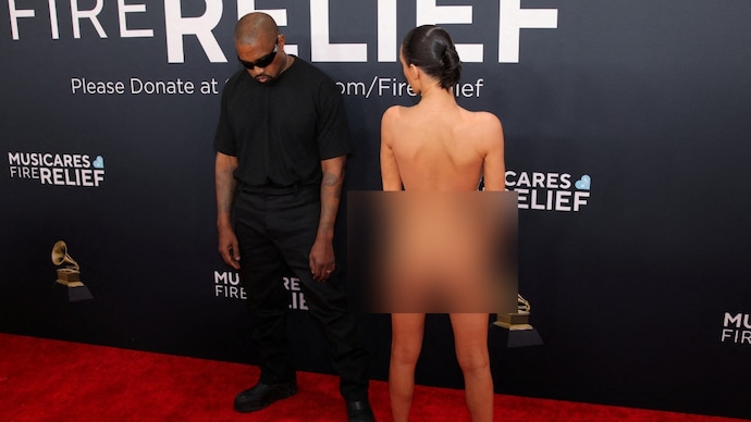 Kanye West Bianca Censori escorted out of Grammys - Grammys: Kanye West,  wife Bianca Censori escorted out after 'nude' dress reveal? - India Today