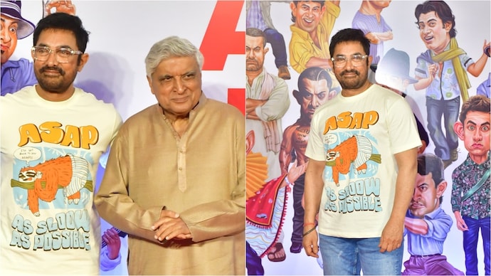 Aamir Khan and Javed Akhtar attended an event on Monday. (Photo: Yojen Shah) Aamir Khan, Javed Akhtar