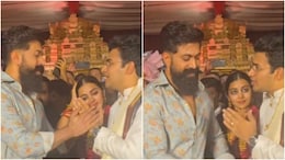 Actor Yash attends politician Tejasvi Surya's wedding, congratulates him. Watch Actor Yash attended politician Tejasvi Surya's wedding. (Photos: X)