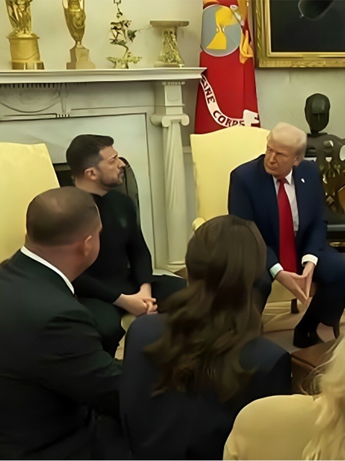 Zelenskky casual attire at US Oval office - Video: Do you own a suit, US  reporter asks Zelenskyy; Trump, JD Vance smirk - India Today