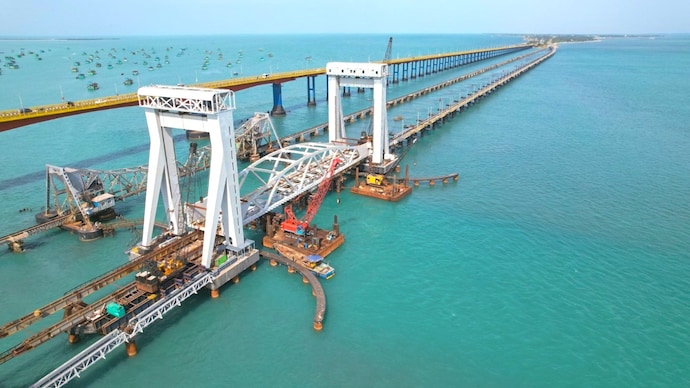 Prime Minister Narendra Modi last week inaugurated the Pamban Bridge, which replaces the 110-year-old bridge built during British colonial rule. (PTI Image) pamban