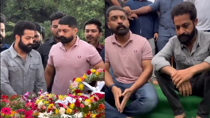 Junior NTR and Kalyan Ram visited NTR Ghat to pay Odd to their grandfather.  JTR NTR, Photos of Kalyan Ram.