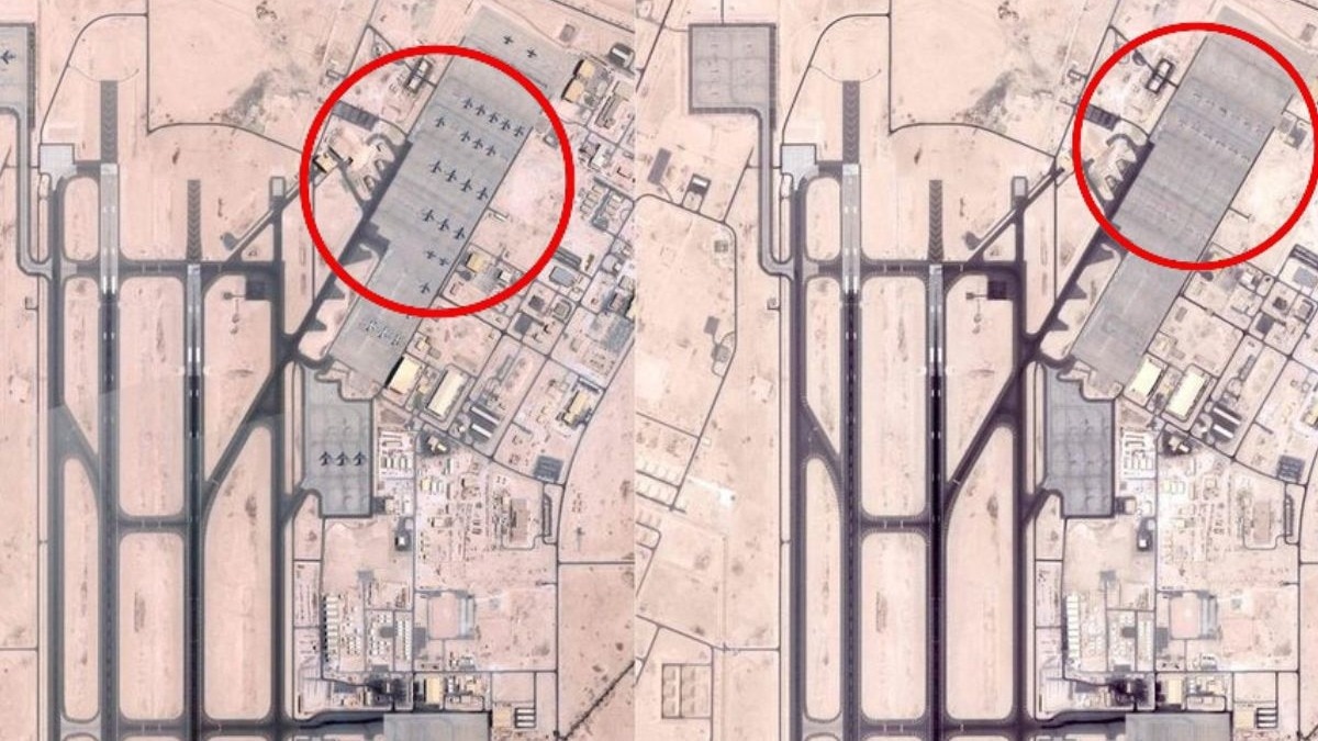 iran israel tensions us quietly pulled military jets Qatar airbase in satellite images