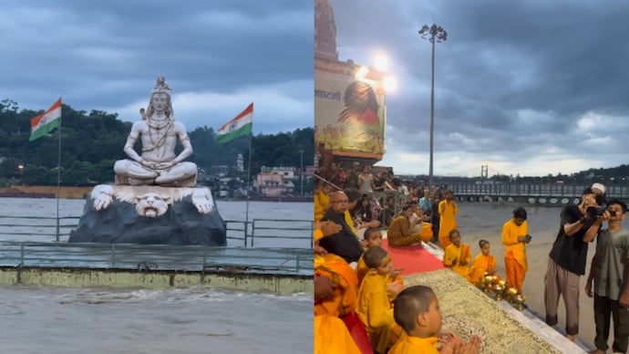 Farah Khan participates in the Ganga Aarti in Rishikesh. (Photo Credit: Instagram/ Farah Khan) Farah Khan