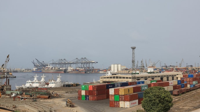 Shipping containers are seen at the Karachi port Bangladesh Pakistan
