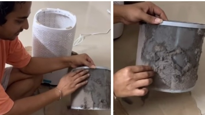 Delhi man shares pollution 'reality check' video of his clogged air purifier