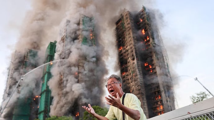 In the Hong Kong fire, police found the construction company's name on flammable polystyrene boards that had been blocking several windows. (Reuters Image) In the Hong Kong fire, police found the construction company's name on flammable polystyrene boards that had been blocking several windows.
