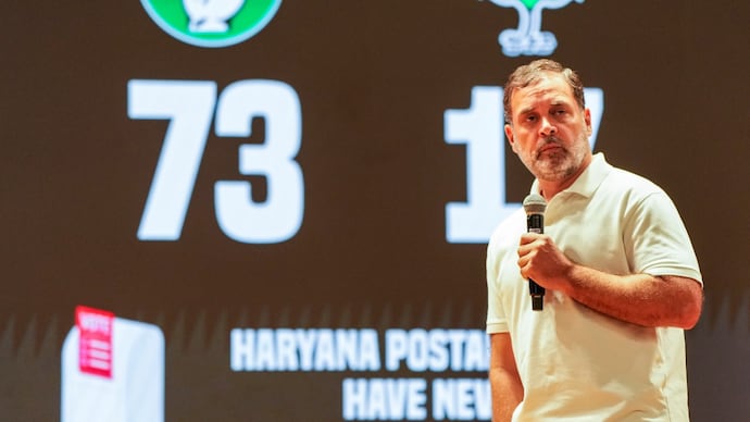 Rahul Gandhi during the press conference on Wednesday (PTI) Rahul Gandhi