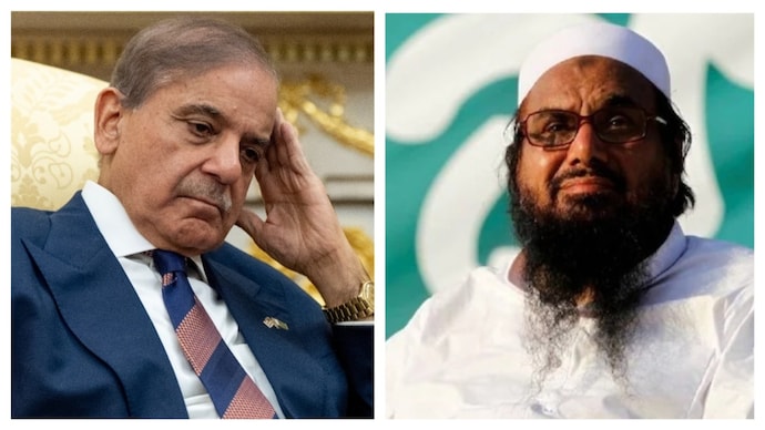 Pakistan Prime Minister Shehbaz Sharif (left) and 26/11 mastermind terrorist Hafiz Saeed. (File photo) Shehbaz Sharif