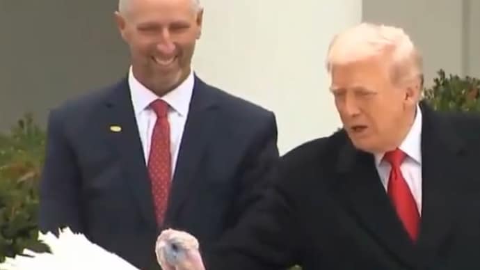 Trump pardoned two turkeys during a ceremony in the Rose Garden of the White House in Washington, DC. Trump pardoned two turkeys during a ceremony in the Rose Garden of the White House in Washington, DC,