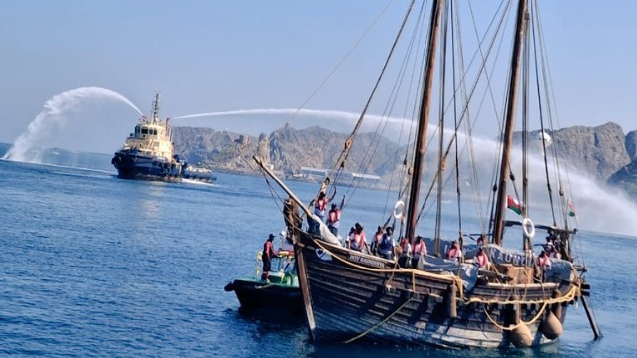 INSV Kaundinya reaches Oman, gets grand water salute after 17-day maiden voyage