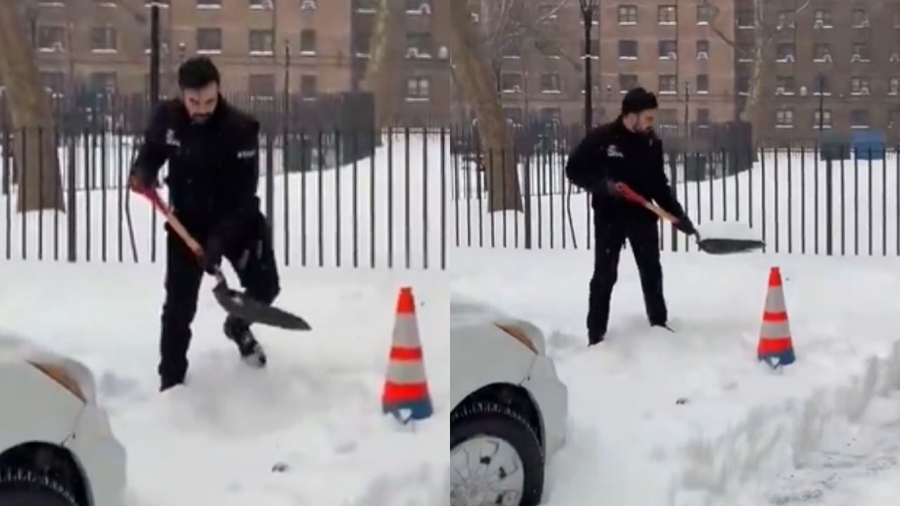 Watch: Mamdani shovels snow to help stuck motorists as deadly storm grips NYC