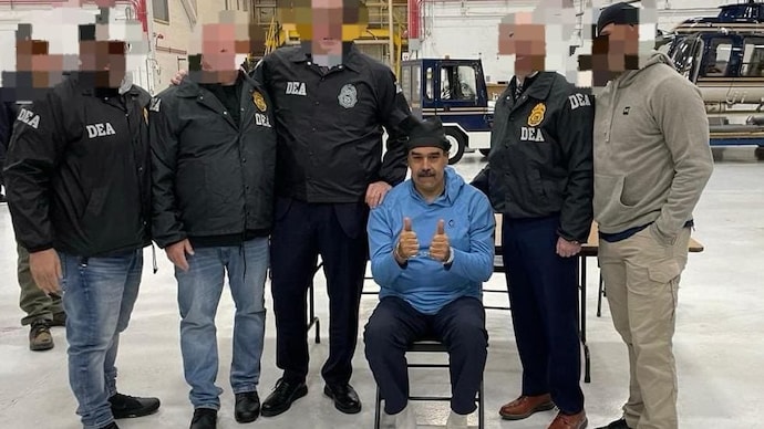 Nicolas Maduro after being brought to US. Nicolas Maduro after being brought to US.