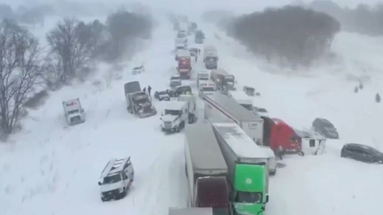 Watch: Massive 100-vehicle pileup in Michigan amid snowstorm across US