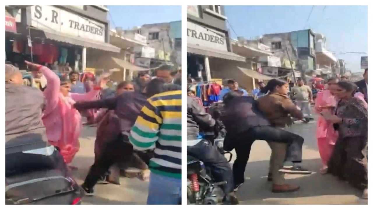 Video: Punches and kicks rain as lawyer-plaintiff scuffle on road in UP's Hapur