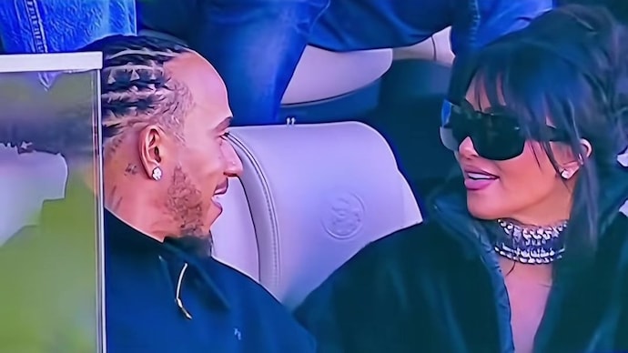 It looks like Kim Kardashian and Lewis Hamilton got their relationship off to a rocky start at the Super Bowl in California. Photos of Lewis Hamilton and Kim Kardashian
