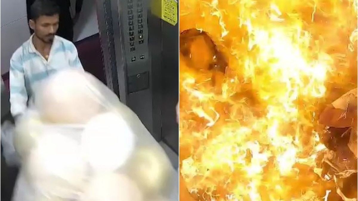 Video: Terrifying moments inside Mumbai lift as gas-filled balloons explode