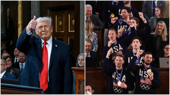 Trump introduces hockey team. Trump introduces hockey team.