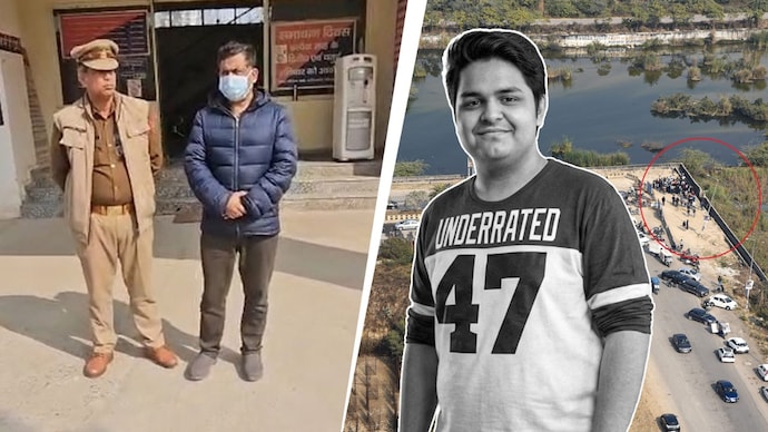 The arrested builder Abhay Kumar(L) in police custody and the deceased Techie Yuvraj(R) The arrested builder Abhay Kumar(L) in police custody and the deceased Techie Yuvraj(R)