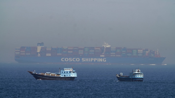 A large container ship in the Strait of Hormuz in this 2023 photograph. (AP Image/File) A 2023 image of a large container ship in the Strait of Hormuz. (AP Image/File)
